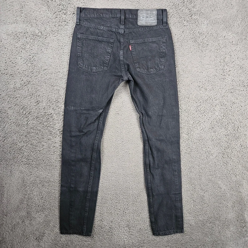 Levis 510 Skinny Jeans Mens 29x32 Black Distressed Ripped Knee‎ Denim